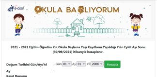 E- Okul Okula Kayıt Yaşı Hesapla