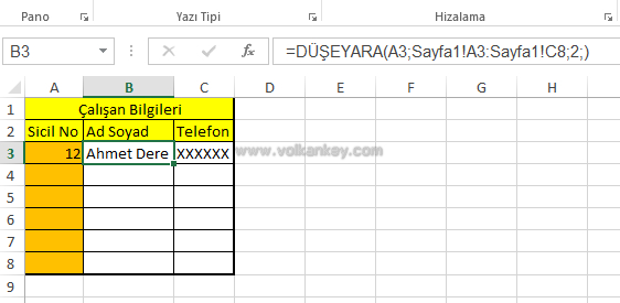 Excel'de Düşeyara (VLookUp)